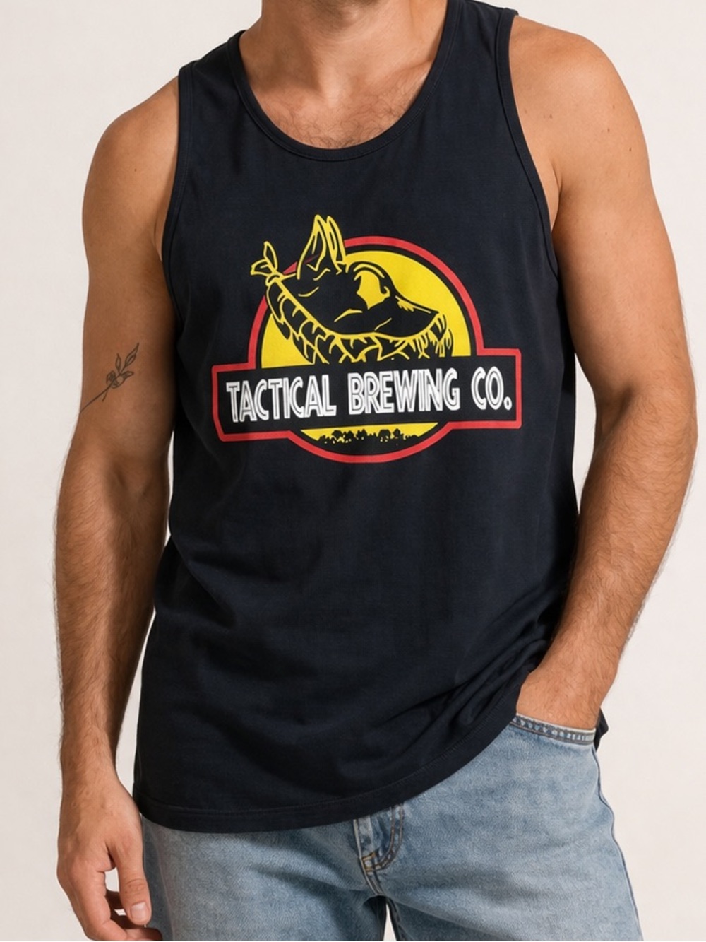 Tactical Brewing Company Mens Tank Top 100% Cotton Black Size Medium